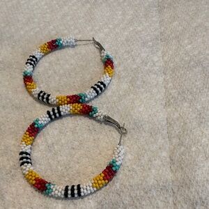 Colorful Beaded Hoop Earrings
